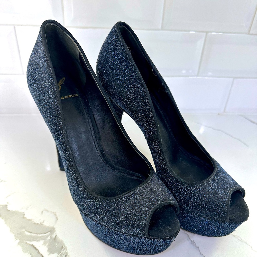Brian Atwood Blue Sparkle Heel